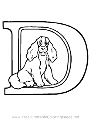 Doggie in a Big Letter D Coloring Page