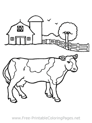 Cow on Farm Coloring Page