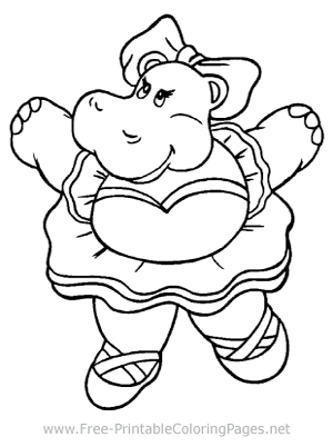 Dancing Hippo Coloring Page