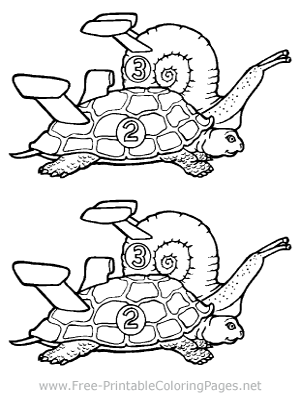 Turtle and Snail Racing Coloring Page