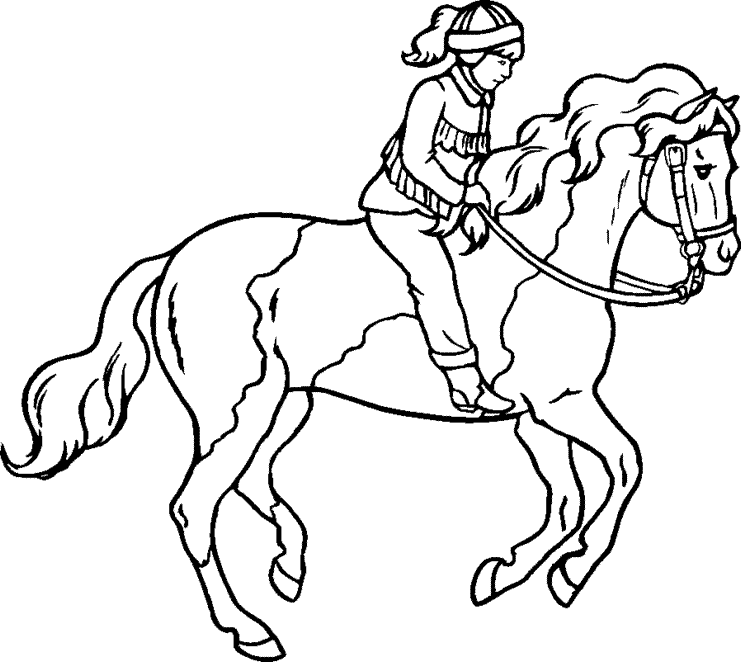 horses coloring pages. Girl on Horse