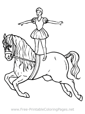Acrobat Girl on Horse Coloring Page