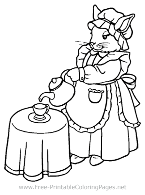 Bunny Tea Party Coloring Page