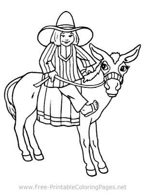 Girl on Burrow Coloring Page