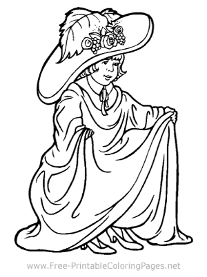 Small Girl Dressing Up Coloring Page