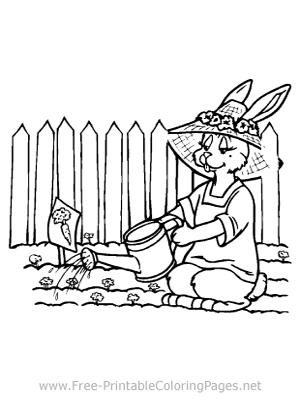 Bunny Gardener Coloring Page