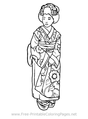 Geisha Woman Coloring Page