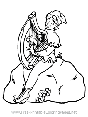 Man Playing Harp Coloring Page