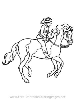 Girl on Horse Coloring Page