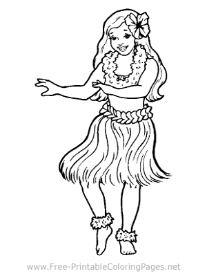 Hula Girl Coloring Page