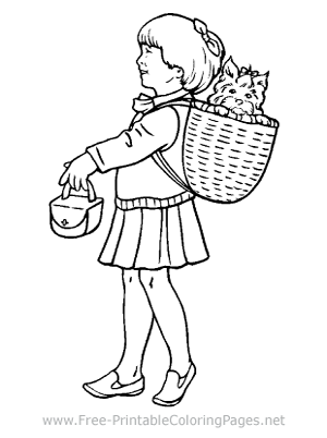 Girl with Puppy Coloring Page