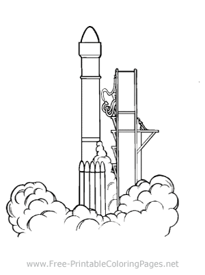 Launching Rocket Coloring Page