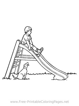 Boy on Slide Coloring Page