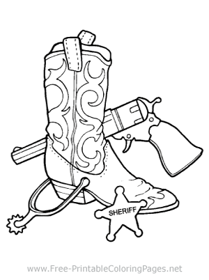 Western Boots and Gun Coloring Page